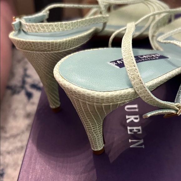 Ralph Lauren Piper Celadon Lizard Strappy Sandals NIB w/dustie + extra heel  tap - Picture 8 of 14